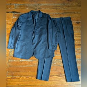 Bonobos Jetsetter Mens Suit Blue Wool Jacket Pants 48L